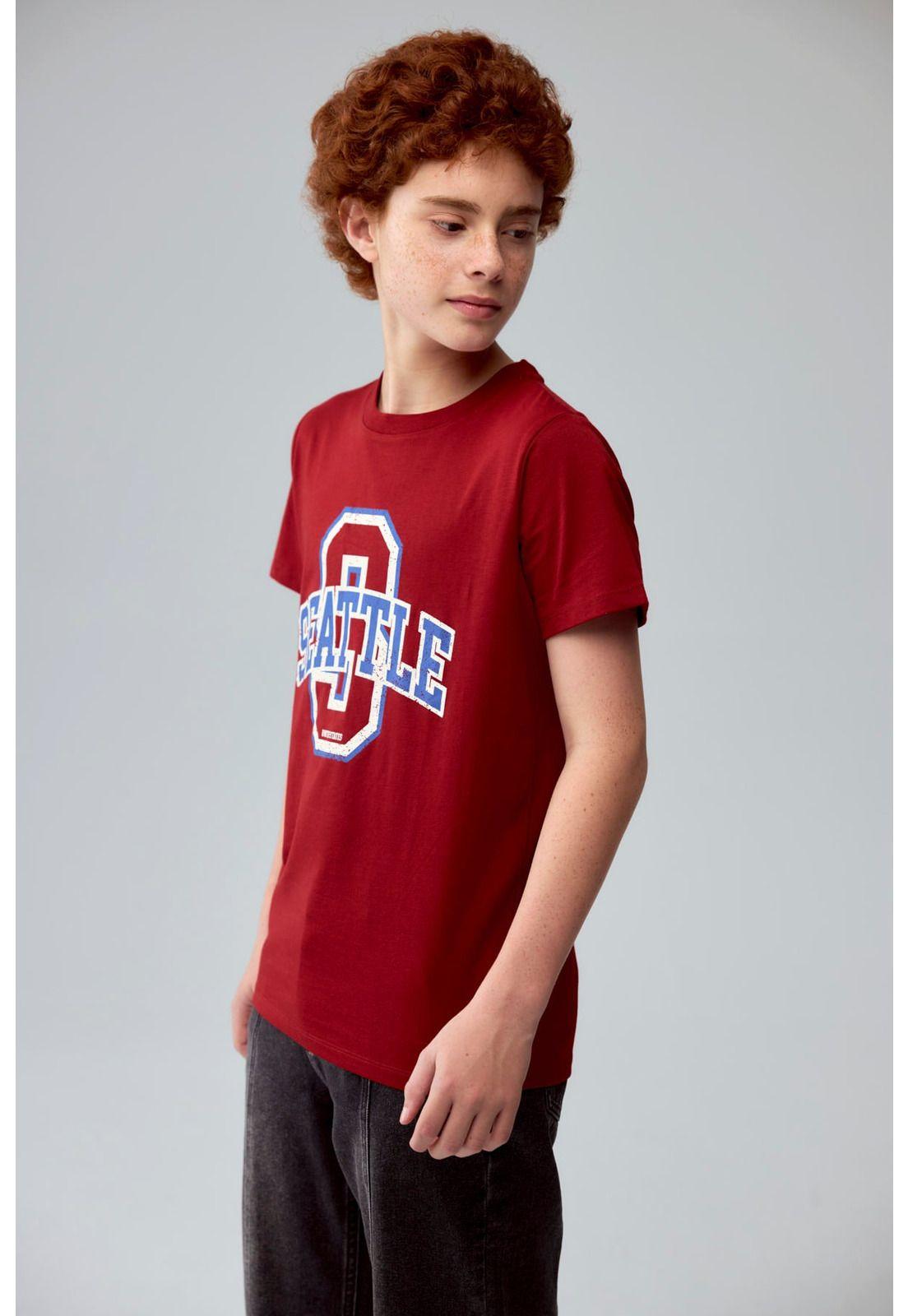 Polera Niño Básica Estampada Burdeo-1