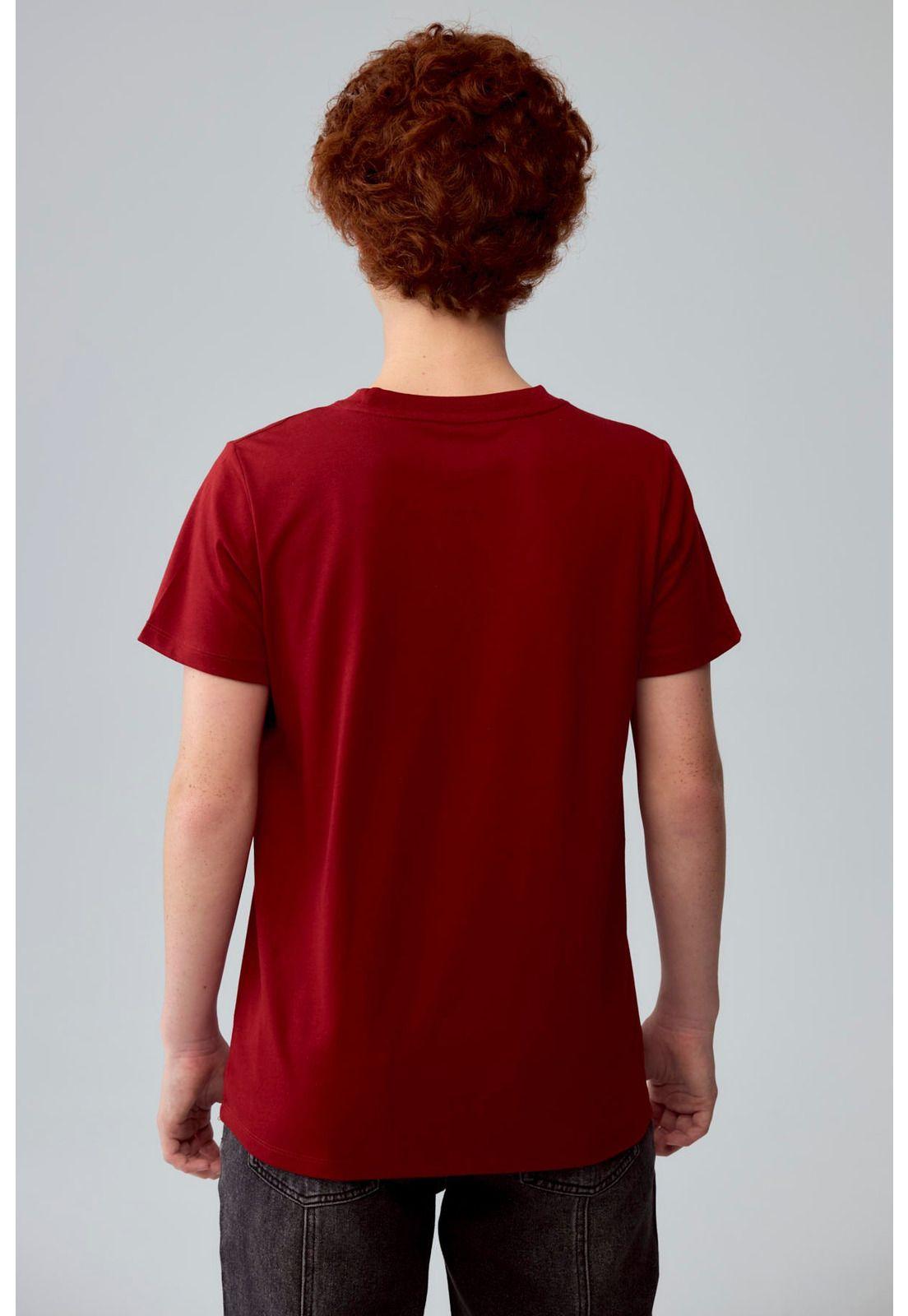 Polera Niño Básica Estampada Burdeo-2