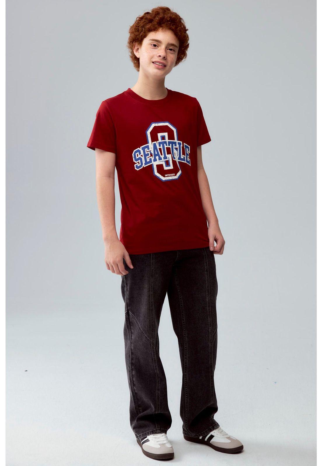 Polera Niño Básica Estampada Burdeo-3