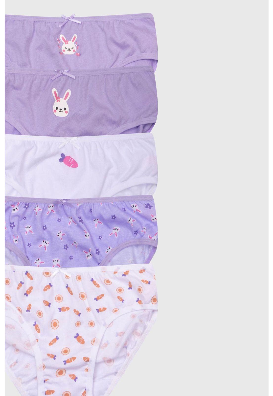 Calzón Niña Pack 5 Full Print Mini Print Lila-1