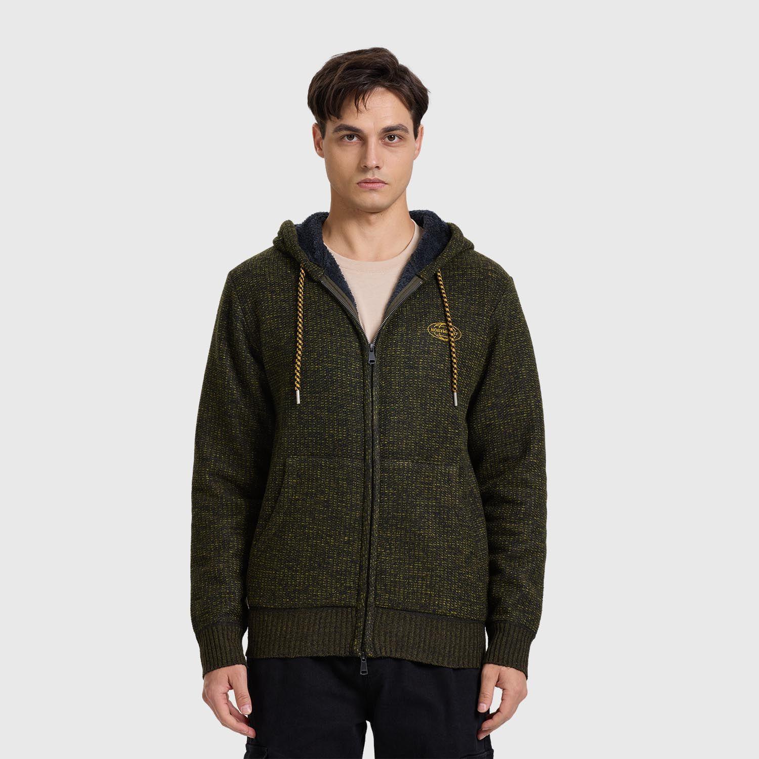 Sweater Hombre Full Zipper Verde Militar-1