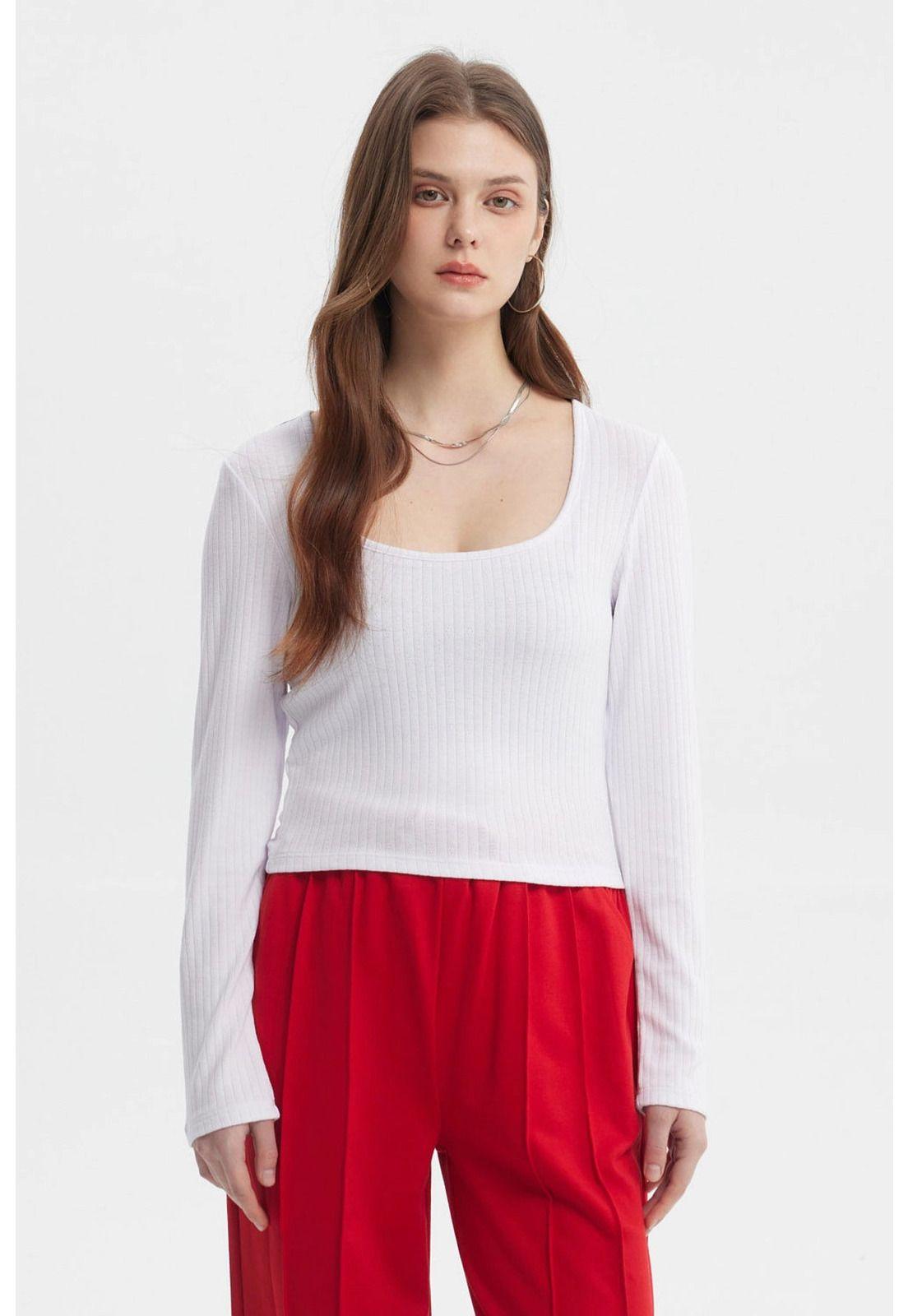 Polera Mujer Rib Blanco - lV-0