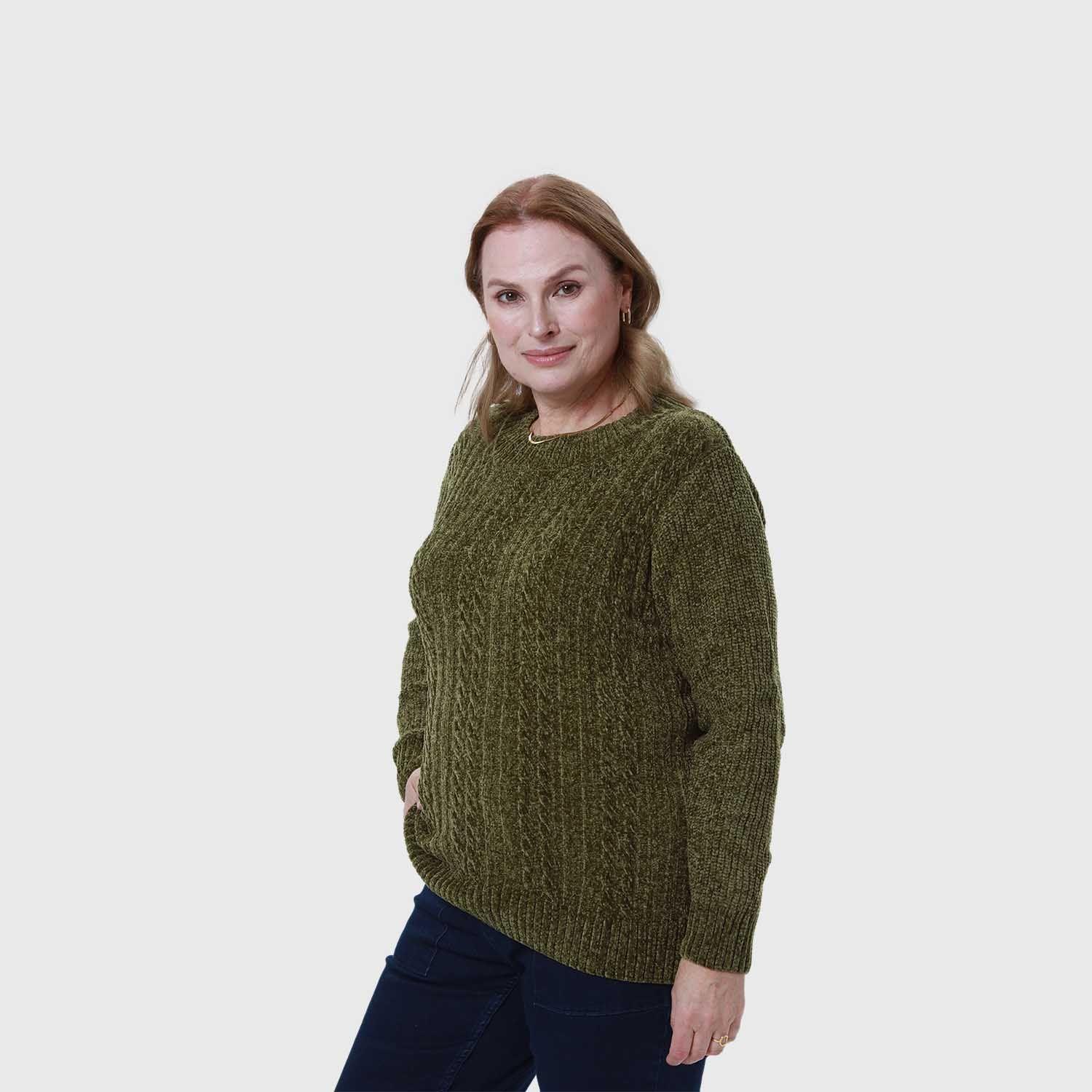Sweater Mujer Tejido Verde Olivo Fashion's Park-1