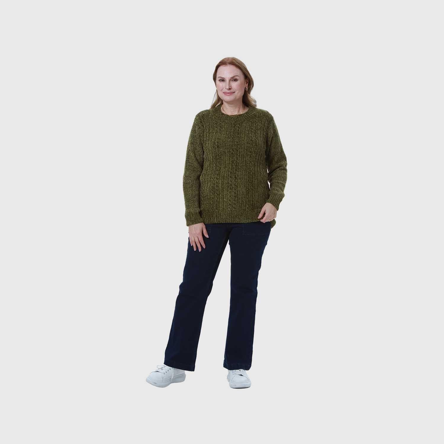 Sweater Mujer Tejido Verde Olivo Fashion's Park-3