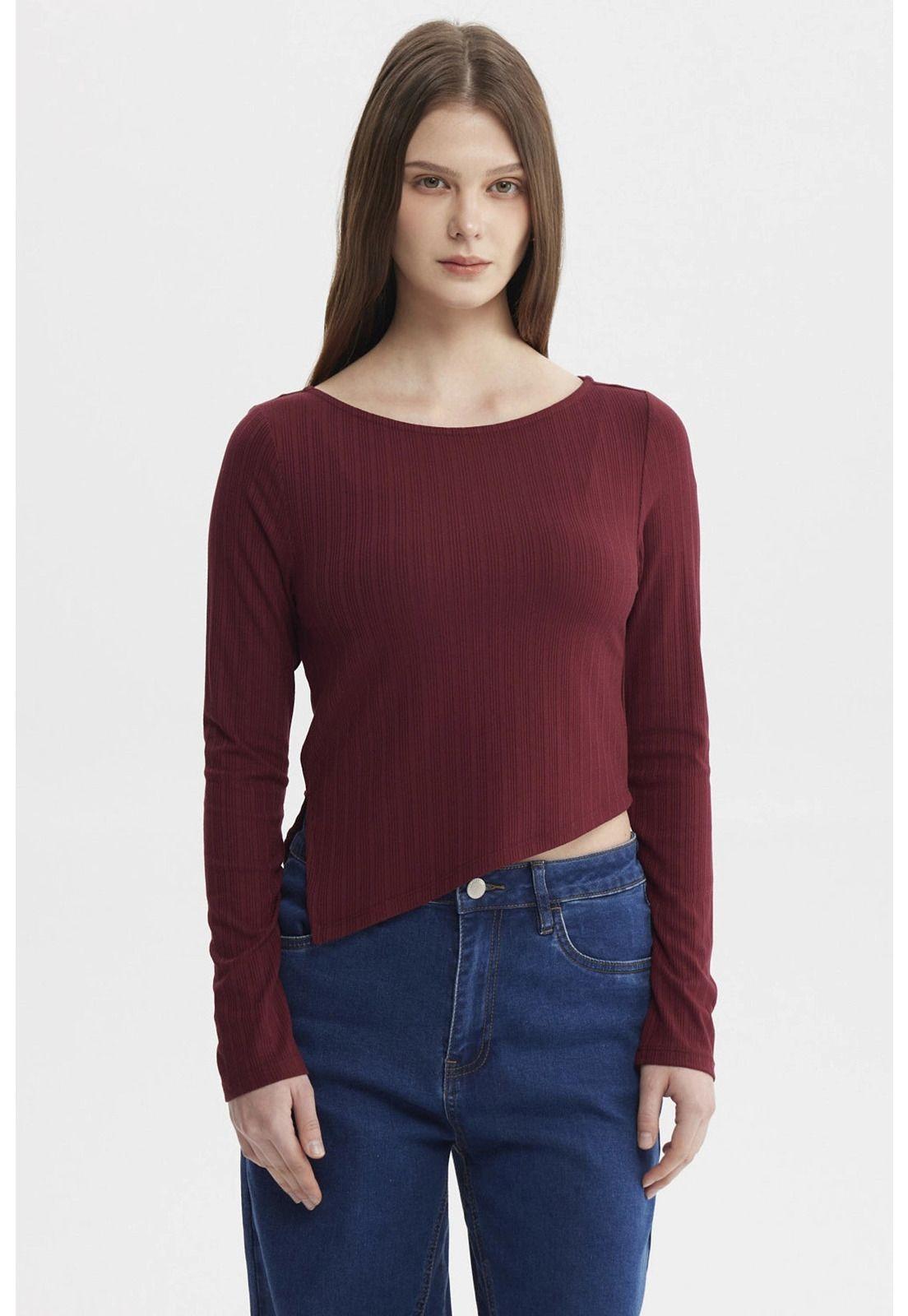 Polera Mujer Ojetillo En Costado Rojo-0