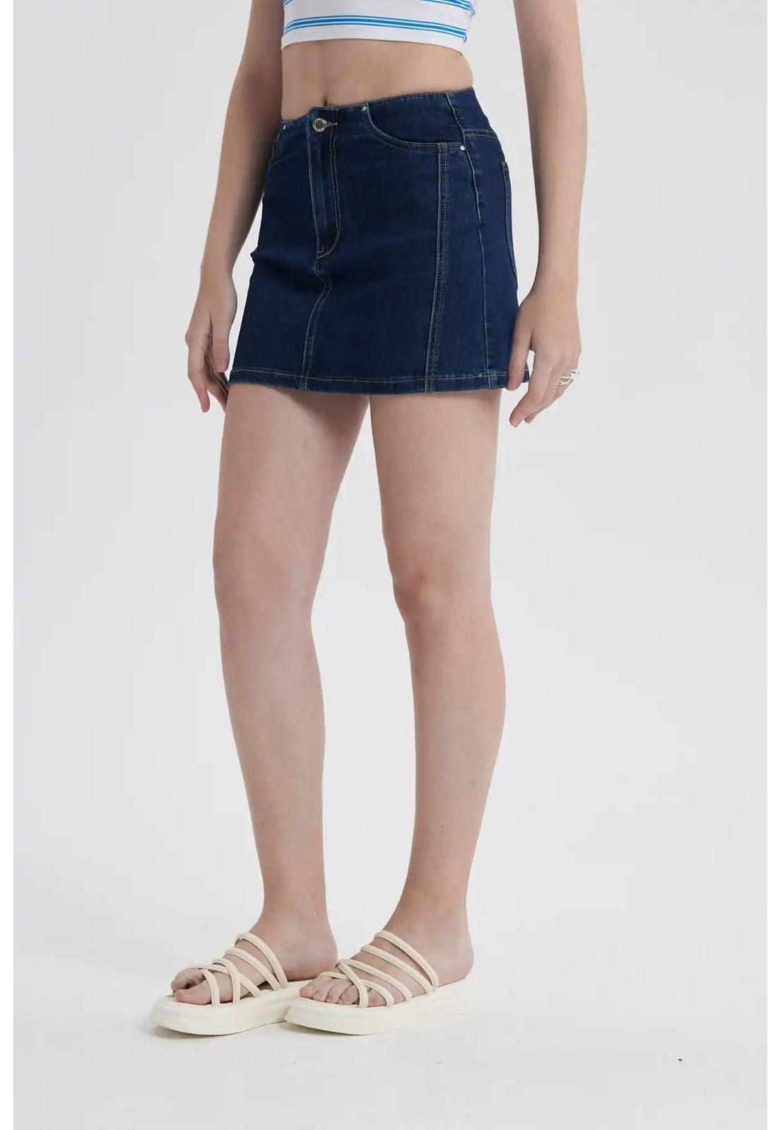 Falda Mujer Línea Cortes Azul-1