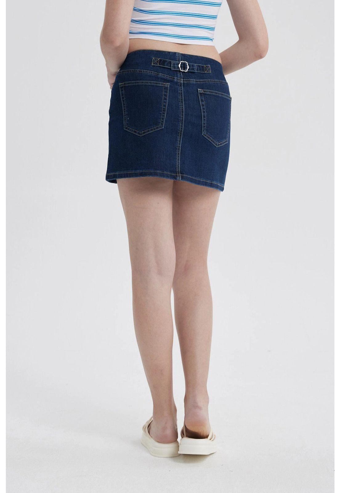 Falda Mujer Línea Cortes Azul-2