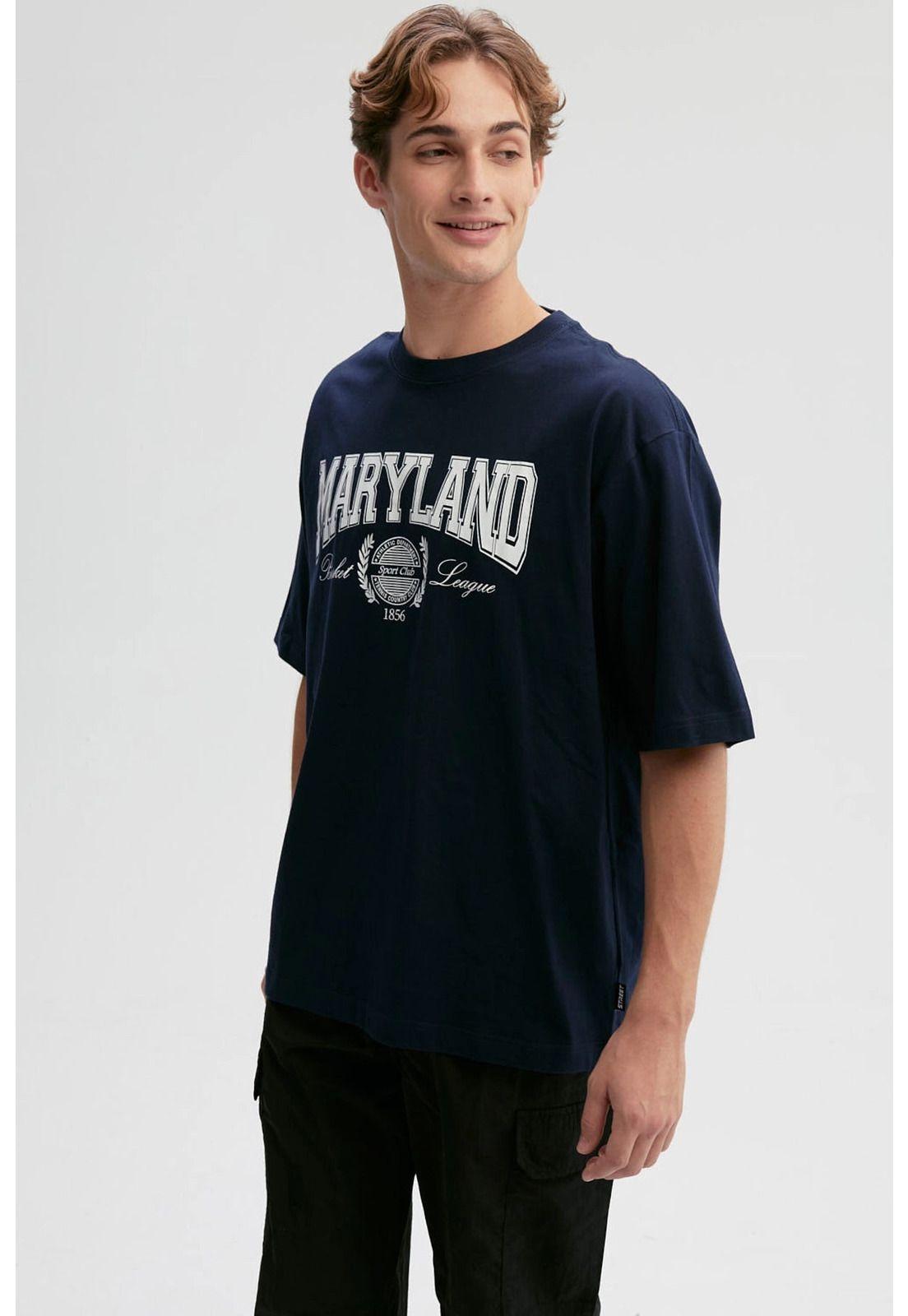 Polera Hombre Print Central Azul - ll-1