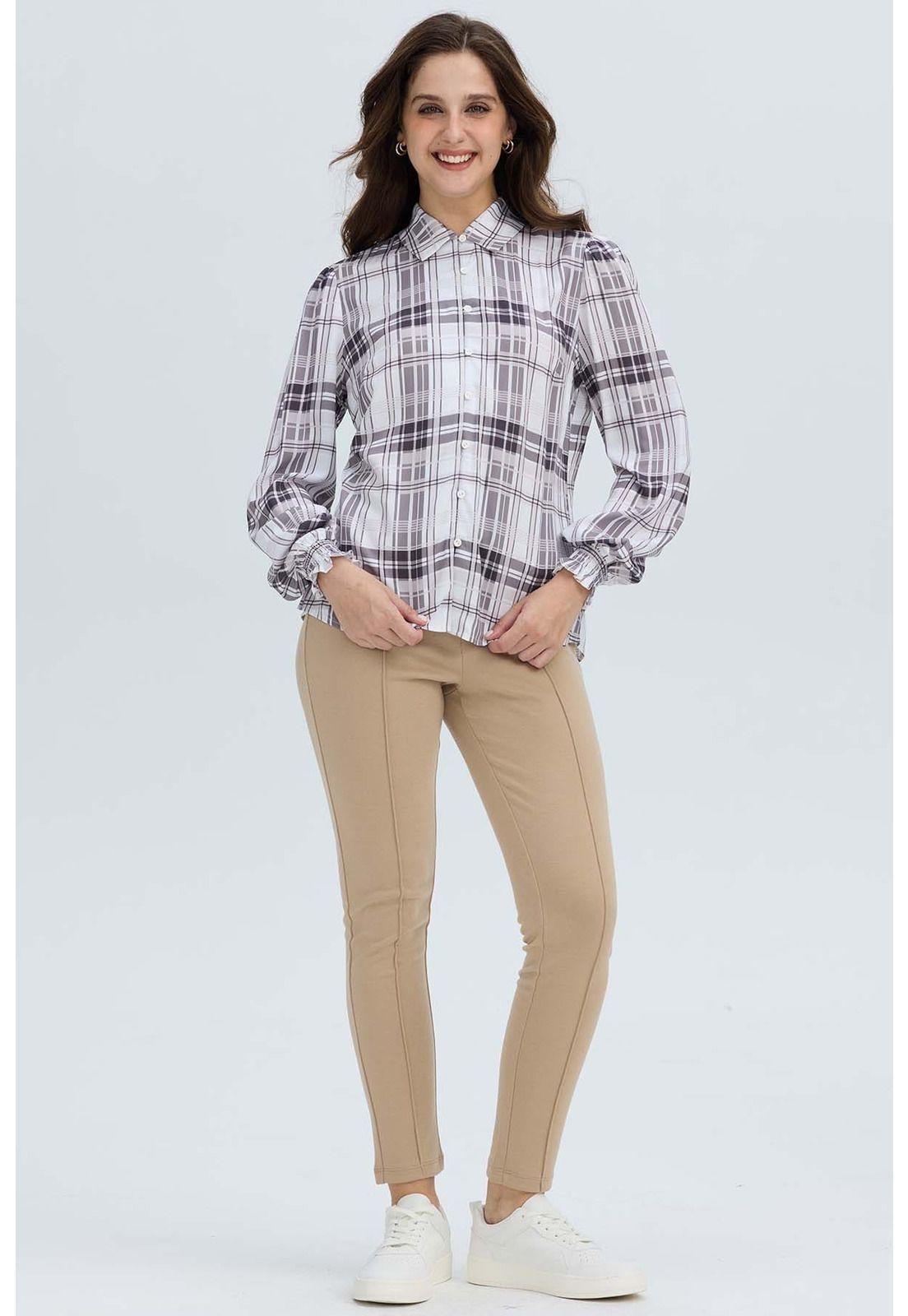 Blusa Mujer Puño Elasticado Crudo-3