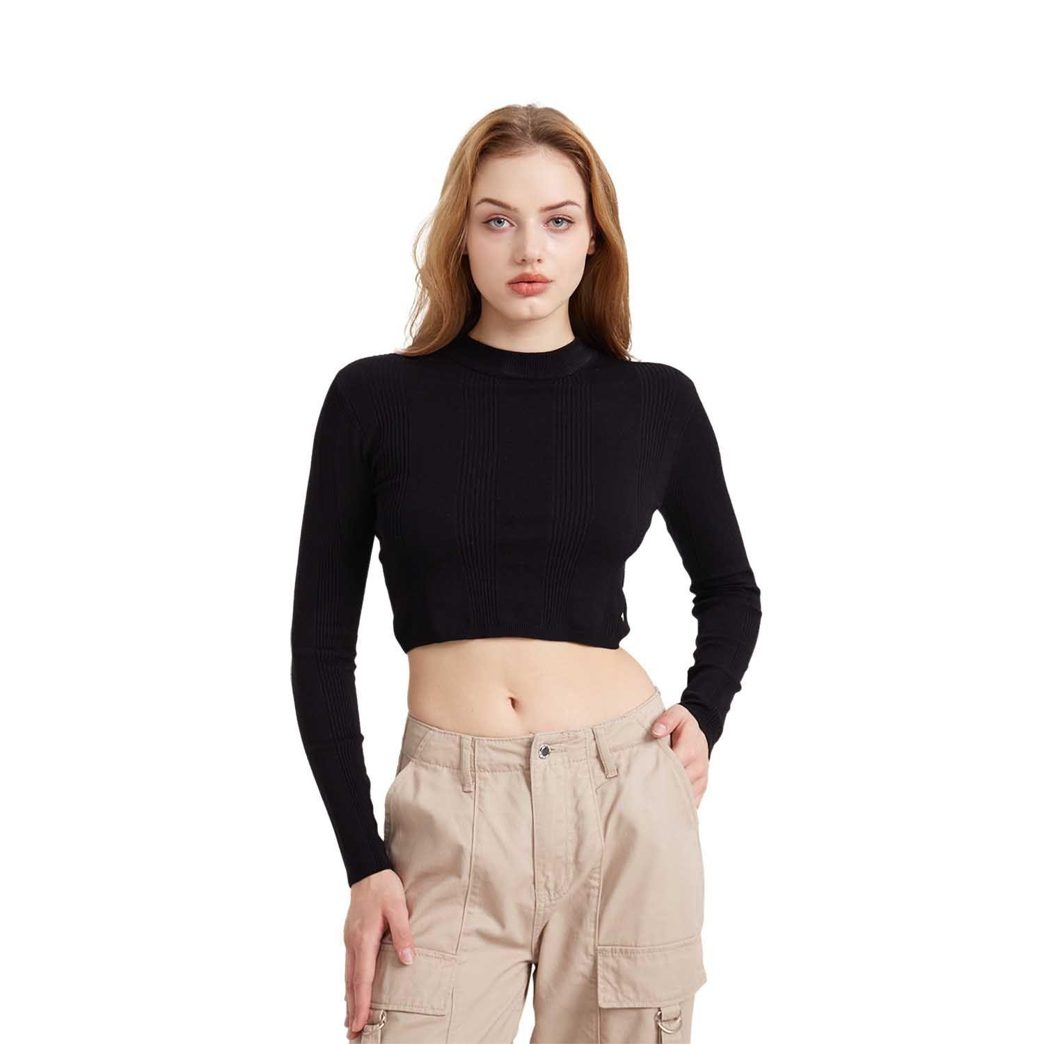 Sweater Mujer Crop Negro Ii Fashion's Park-0