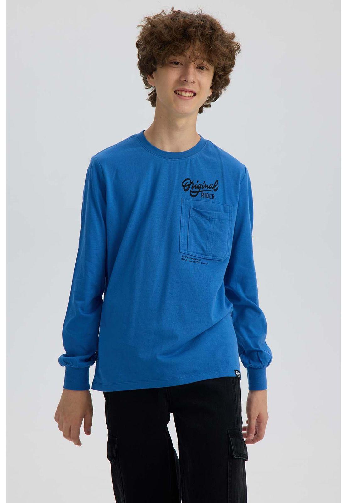 Polera Niño Print Azul-0