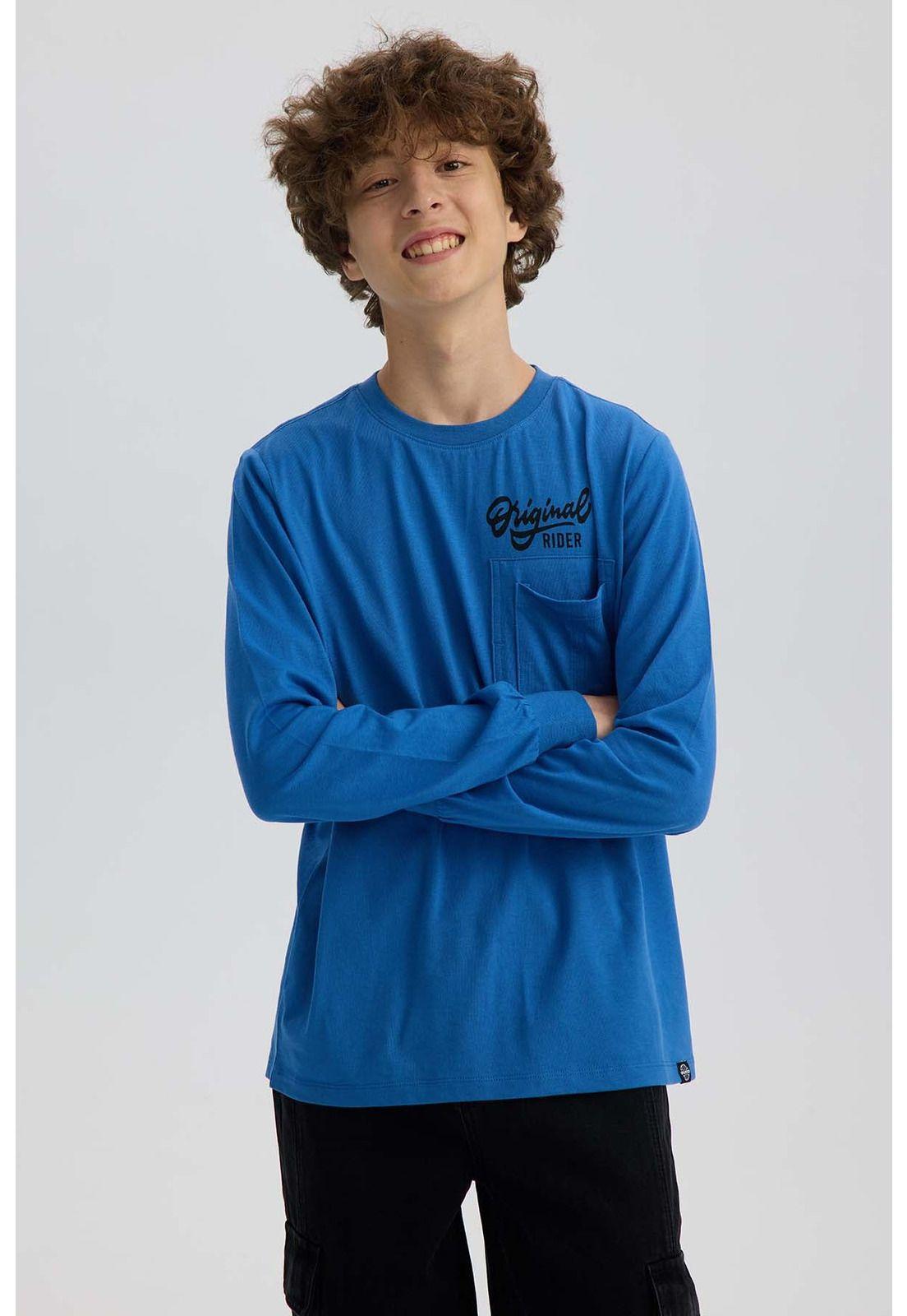 Polera Niño Print Azul-1