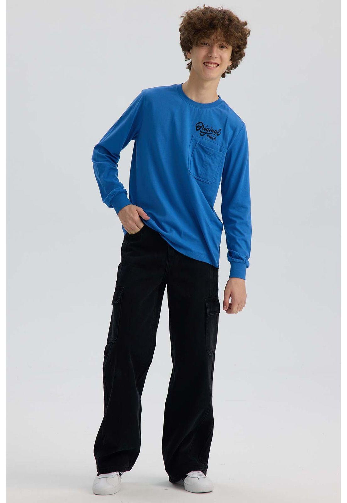 Polera Niño Print Azul-3