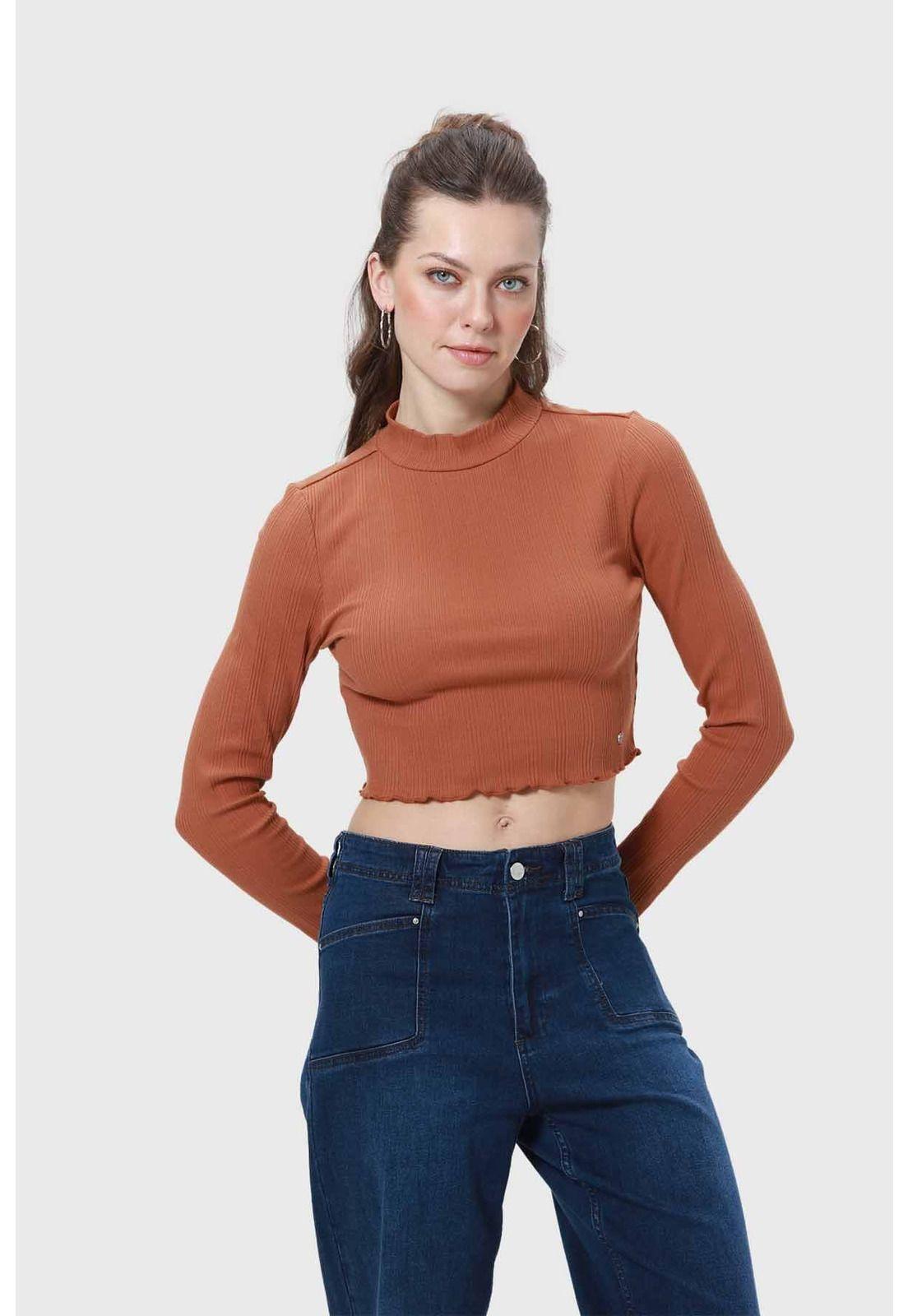Polera Mujer Rib Café - lll-0