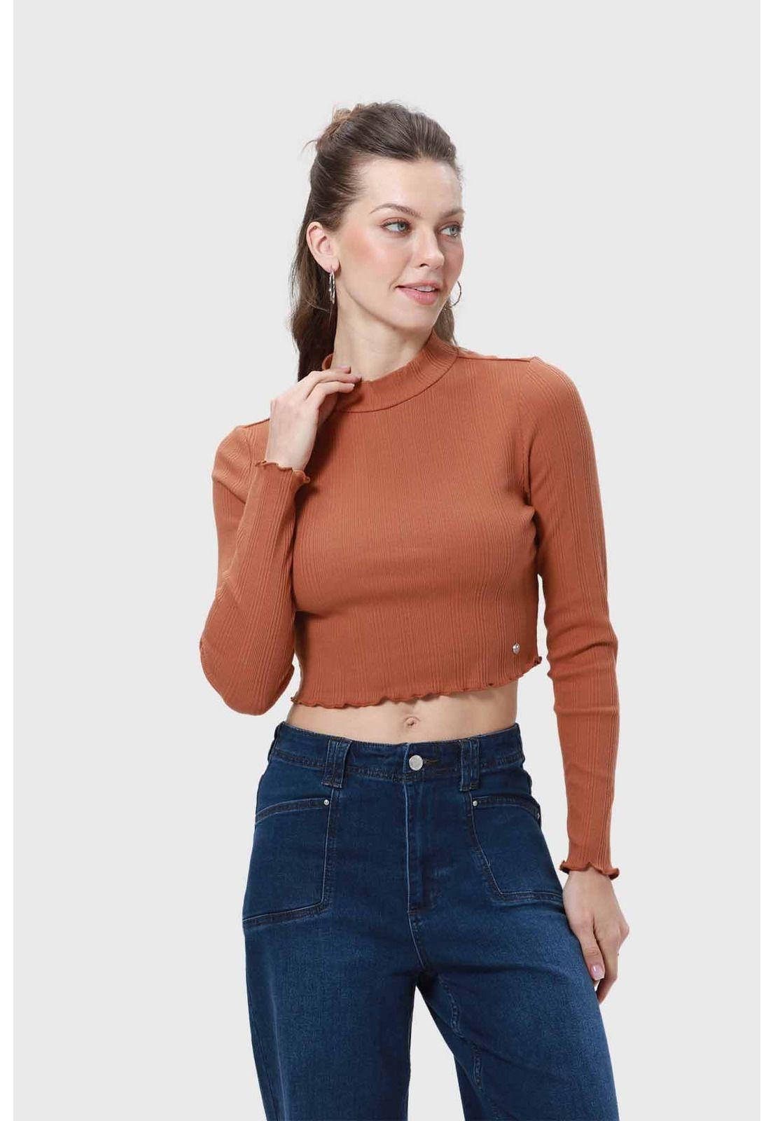 Polera Mujer Rib Café - lll-1