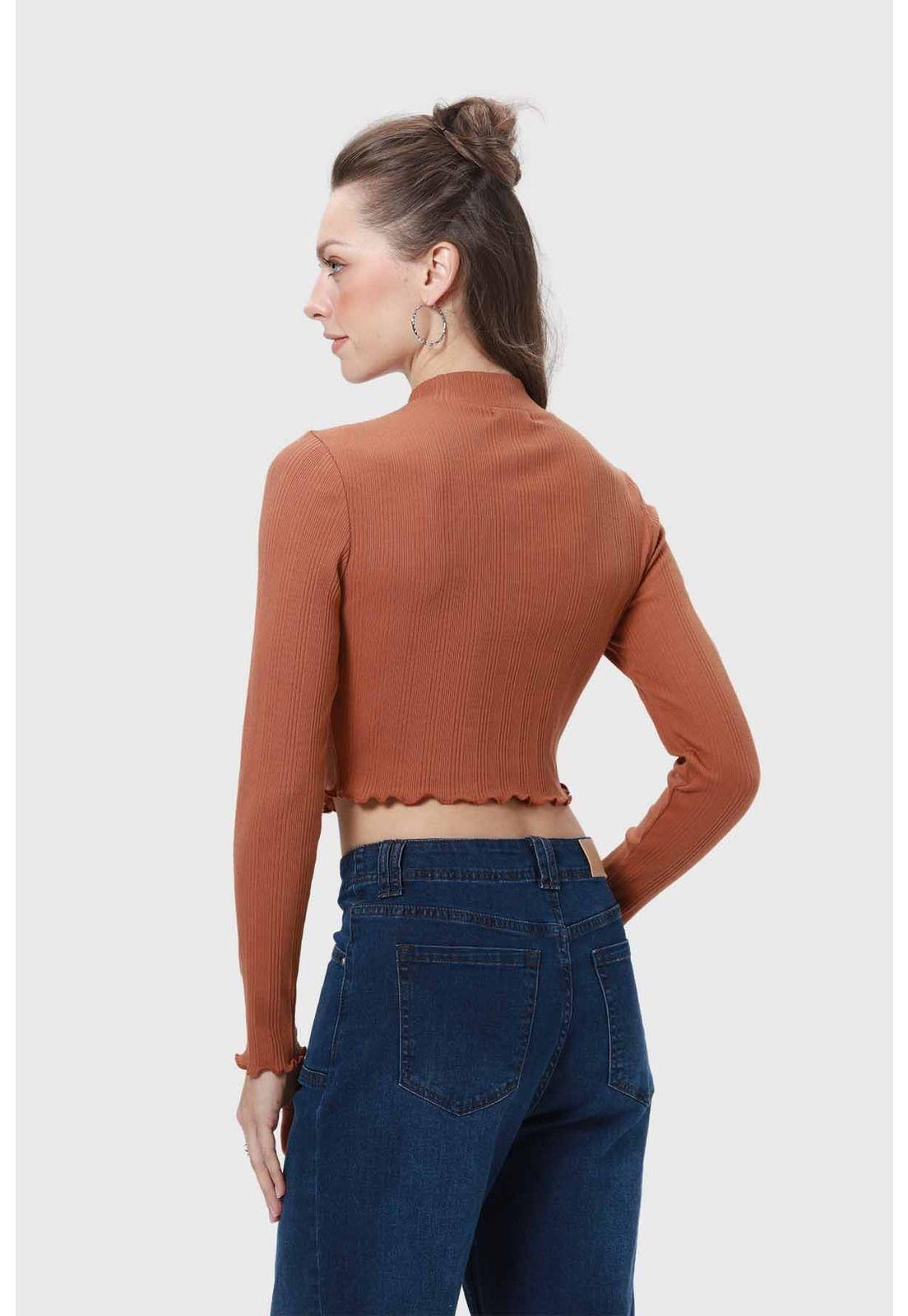 Polera Mujer Rib Café - lll-2