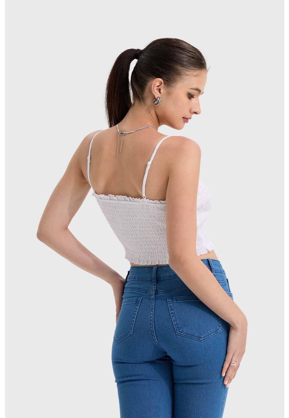 Polera Mujer Panal Pabilo Blanco-2