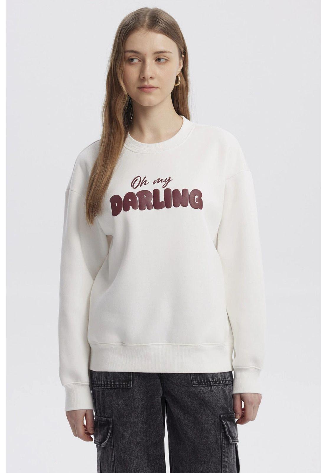 Polerón Mujer Canguro Print Crudo - ll-0