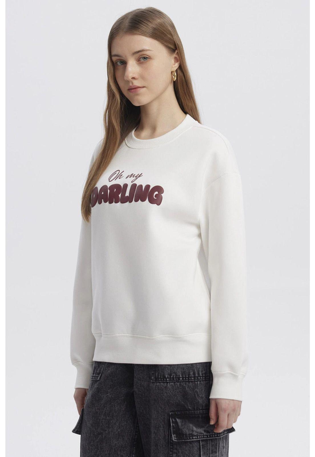 Polerón Mujer Canguro Print Crudo - ll-1