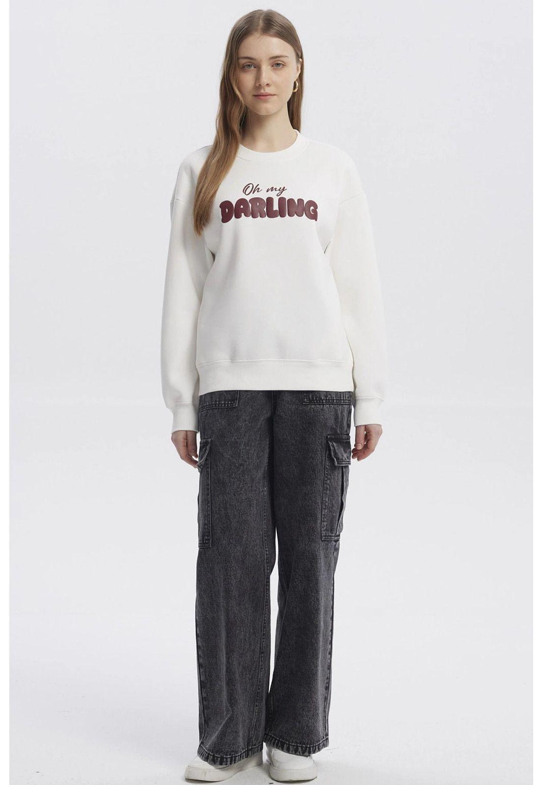 Polerón Mujer Canguro Print Crudo - ll-3