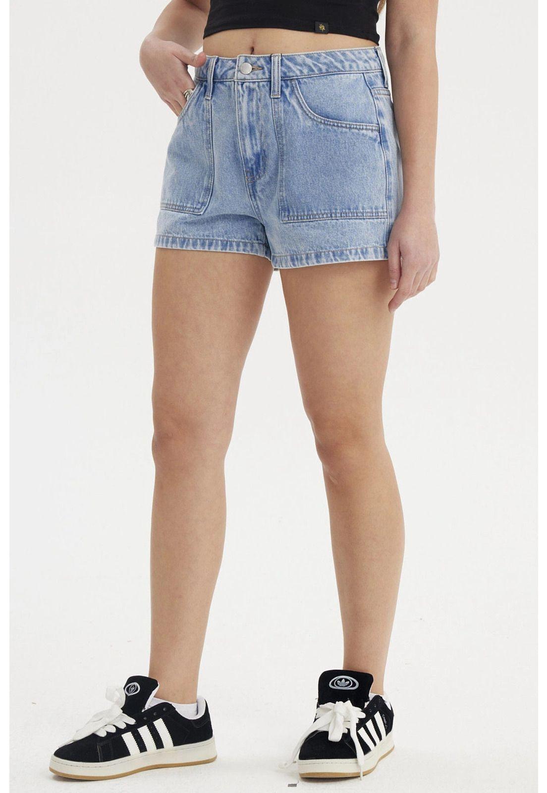 Short Mujer Mom Gravillado Azul-1