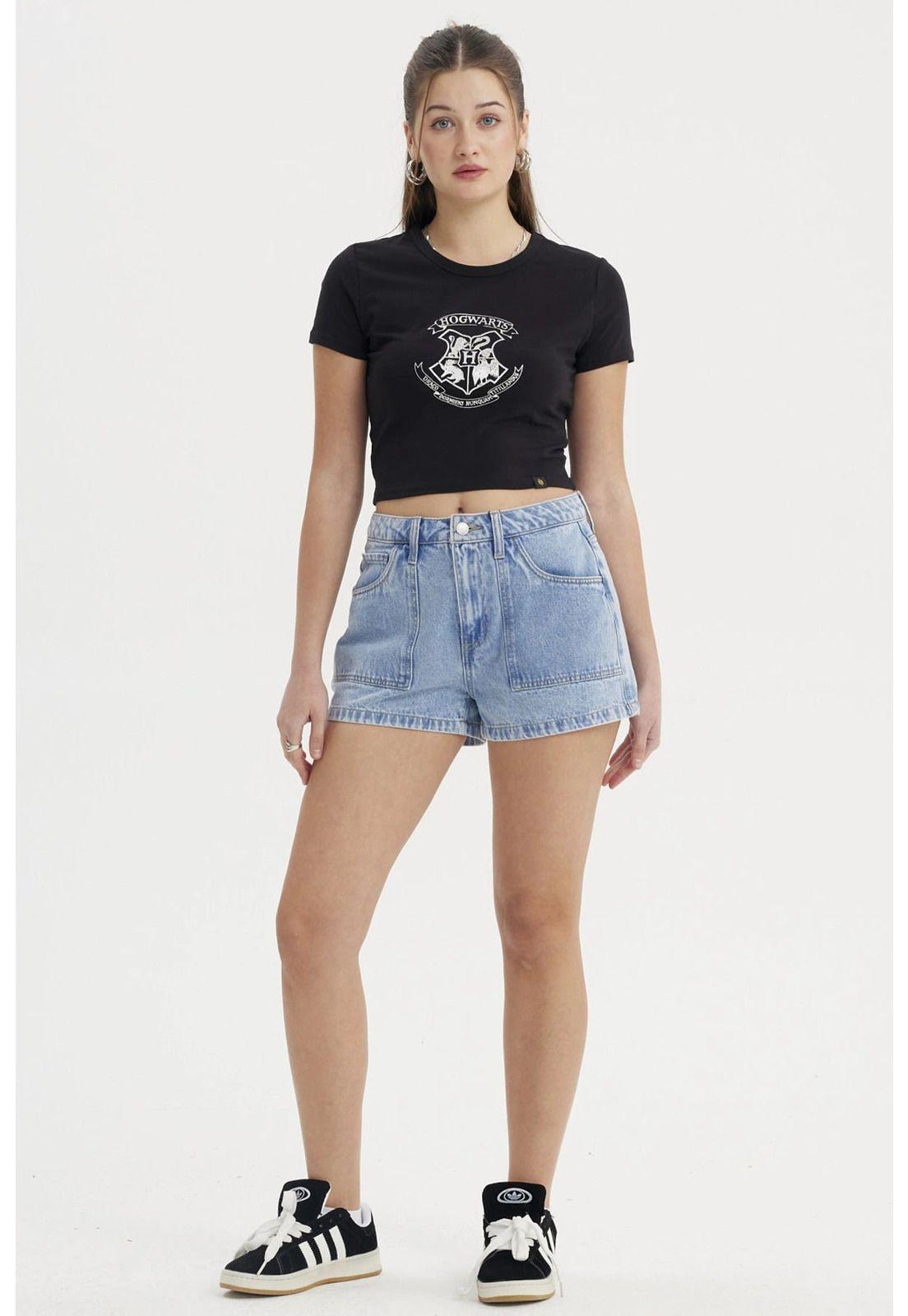 Short Mujer Mom Gravillado Azul-3
