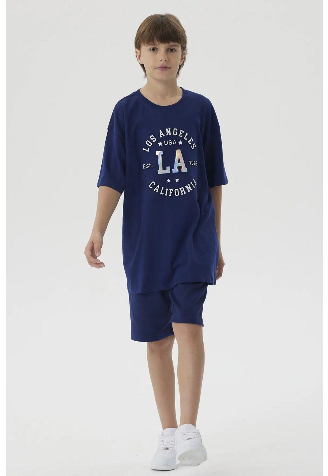 Bermuda Niño Print 3D Azul Oscuro-3