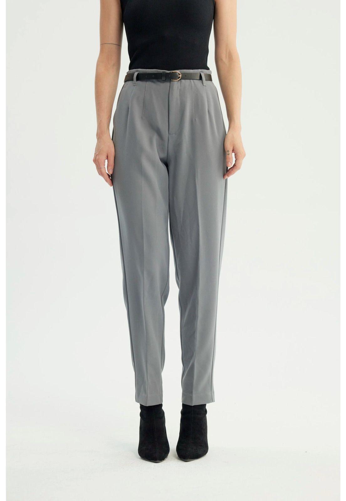 Pantalón Mujer Pitillo Gris Oscuro-0