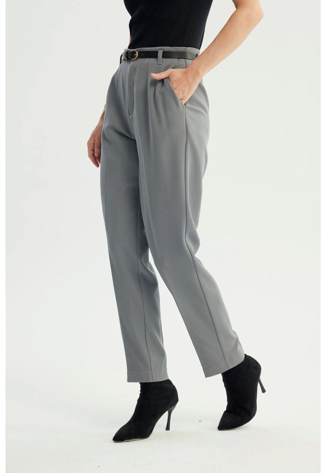 Pantalón Mujer Pitillo Gris Oscuro-1