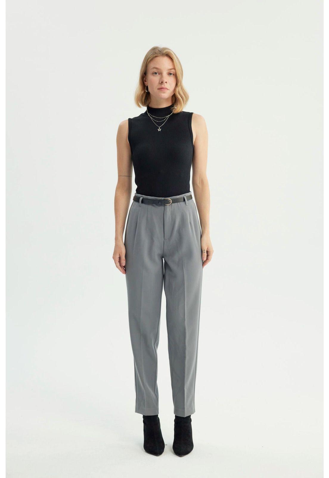 Pantalón Mujer Pitillo Gris Oscuro-3