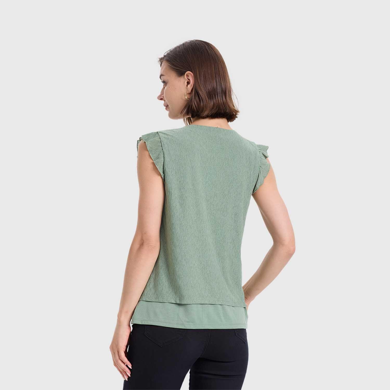 Polera Mujer Doble Capa Y Pinza Verde Oscuro Fashions Park-2