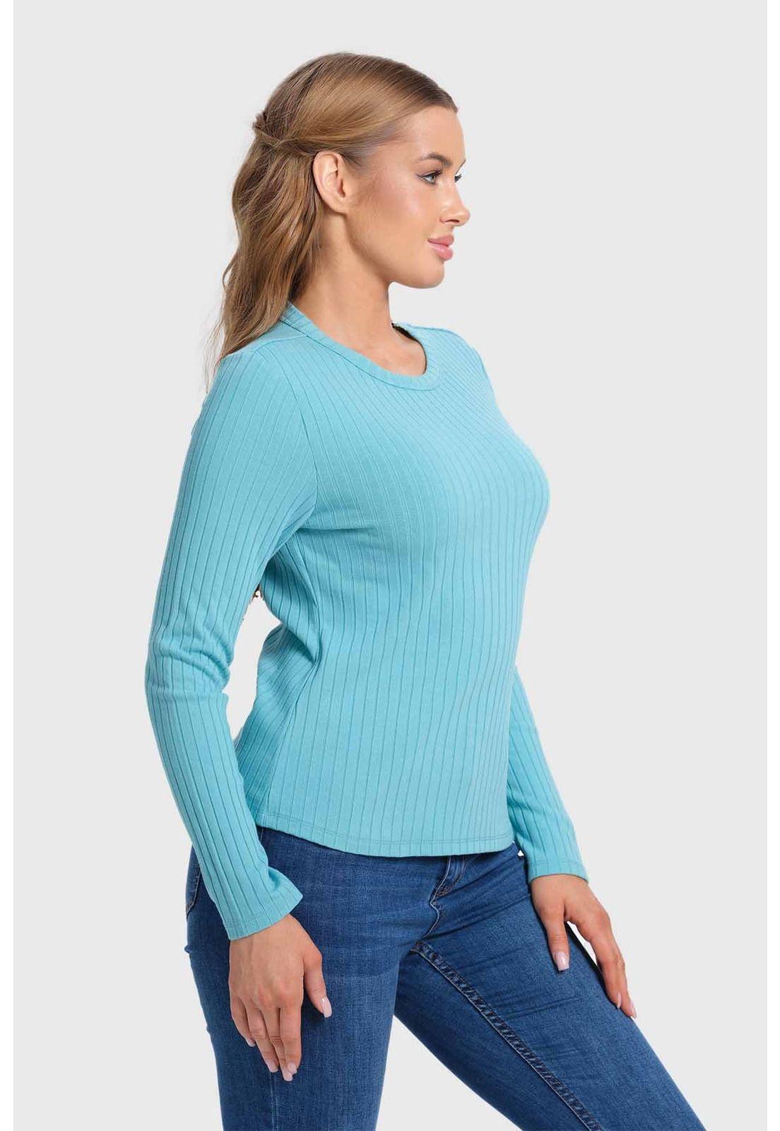 Polera Mujer Rib Turquesa-1