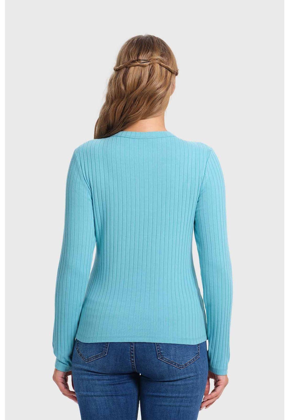 Polera Mujer Rib Turquesa-2