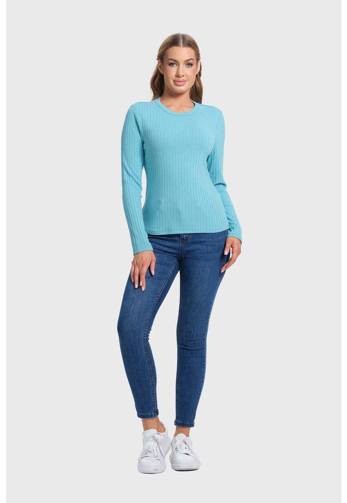 Polera Mujer Rib Turquesa-3