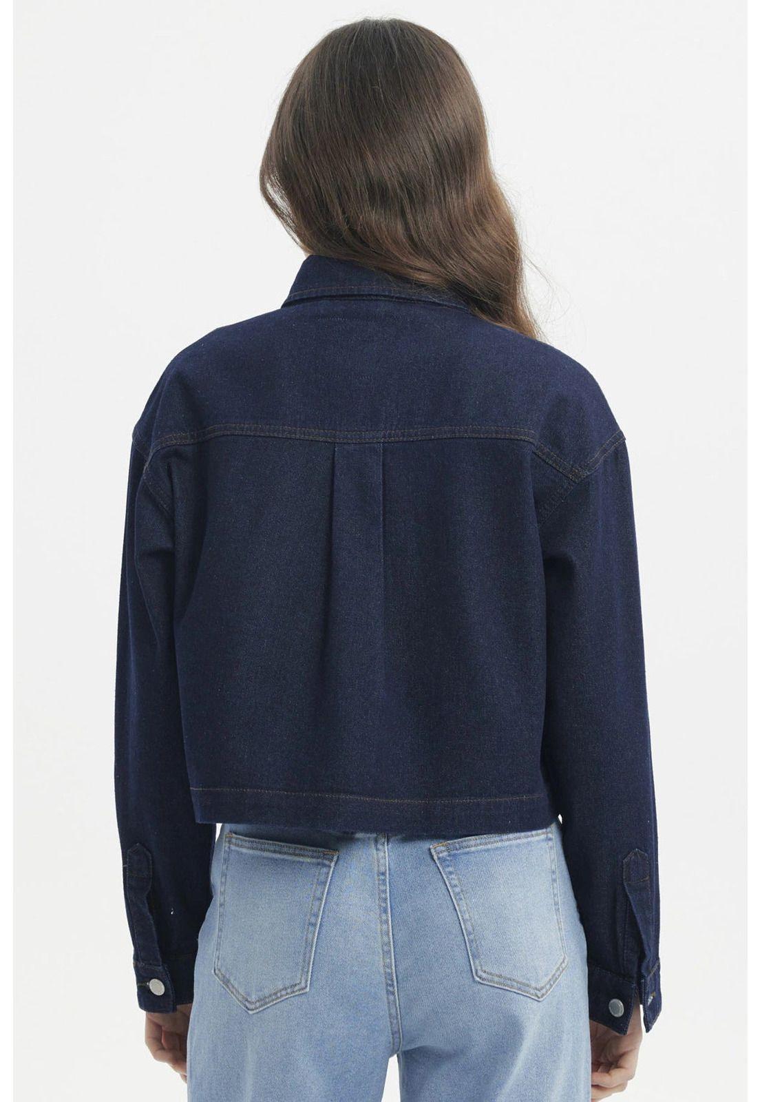 Chaqueta Mujer Cuello Camisero Azul Índigo-2