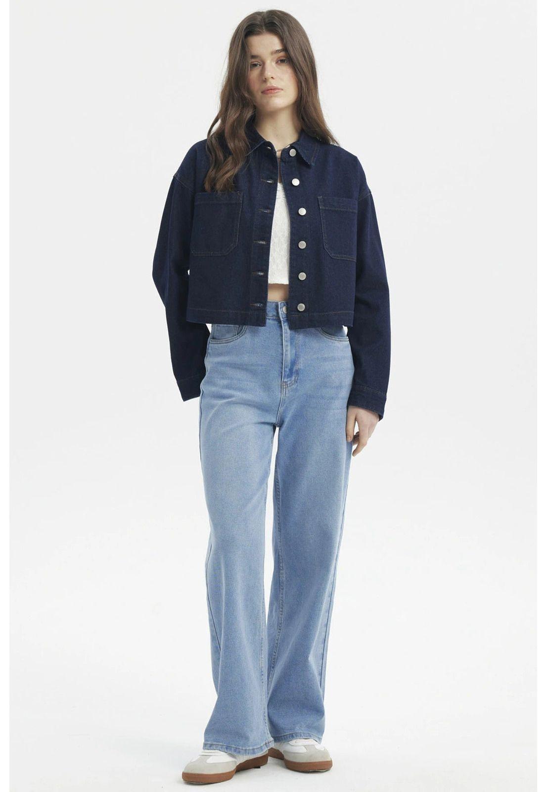 Chaqueta Mujer Cuello Camisero Azul Índigo-3