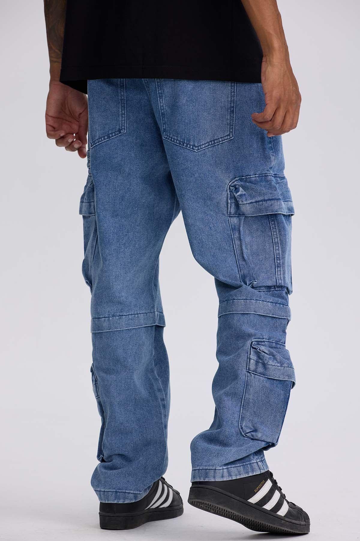 Jeans Hombre Doble Cargo Azul Claro-2