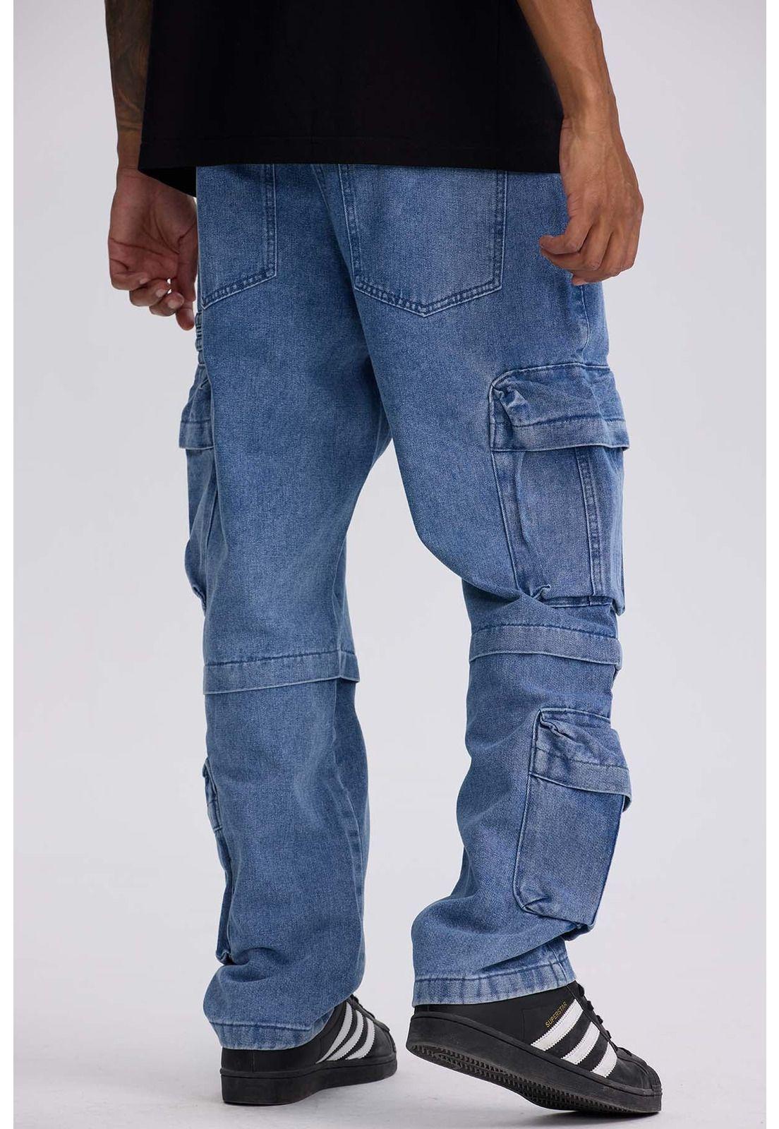 Jeans Hombre Doble Cargo Azul Claro-2