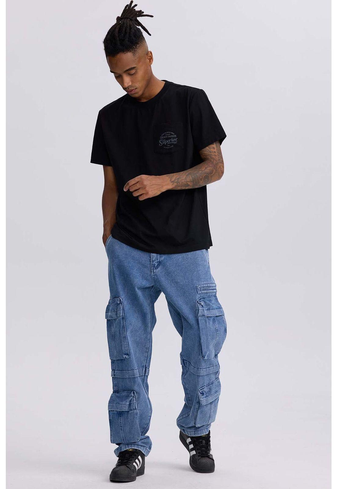 Jeans Hombre Doble Cargo Azul Claro-3