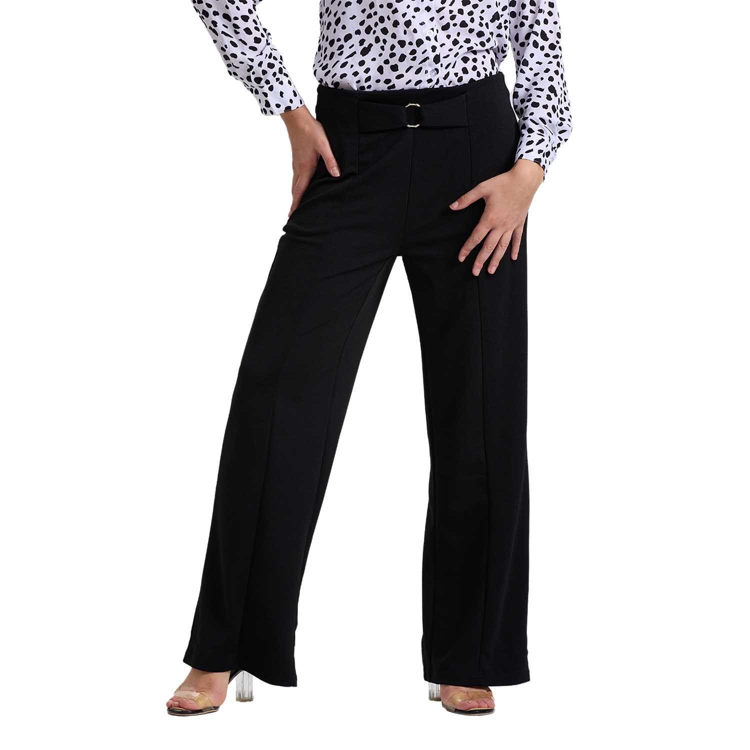 Pantalón Mujer Palazzo Con Hebilla Negro Fashion's Park-0