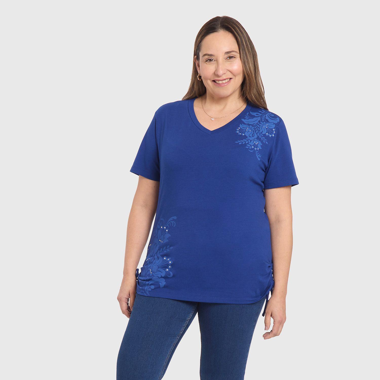 Polera Mujer Print & Strass Azul Fashion's Park-3