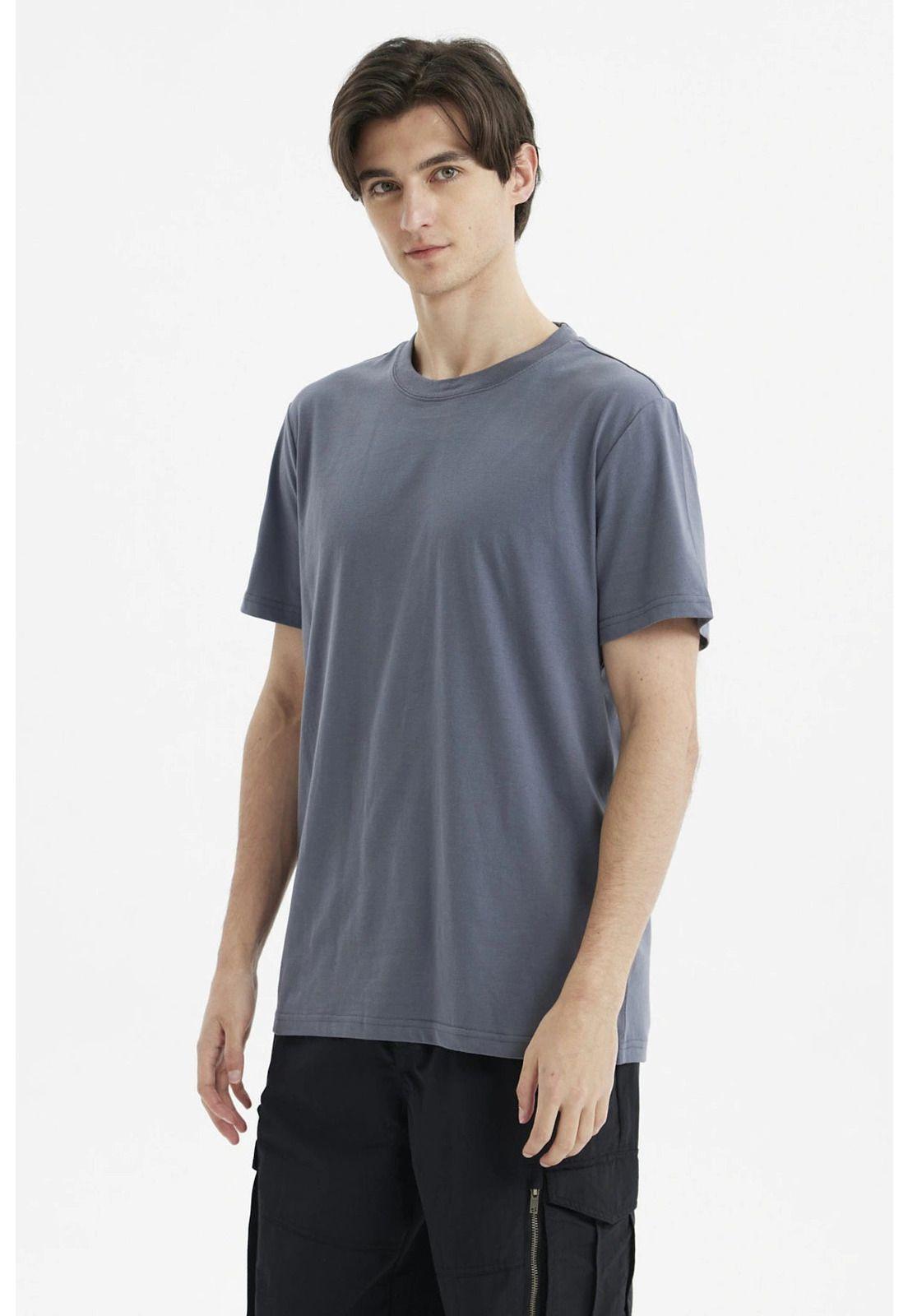 Polera Hombre Long Fit Básica Gris Oscuro- ll-1