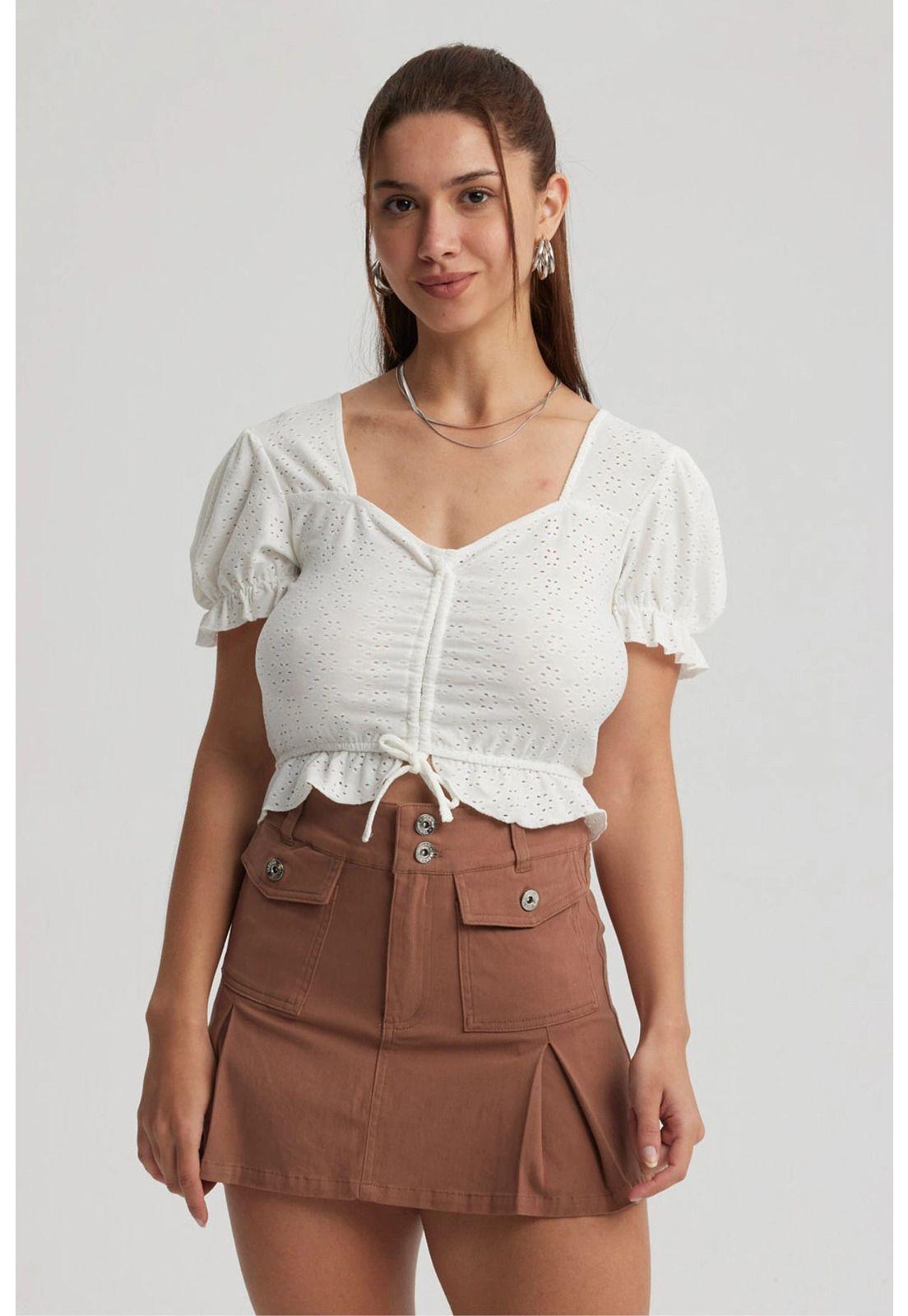 Polera Mujer Englobada Basta Blanco-0