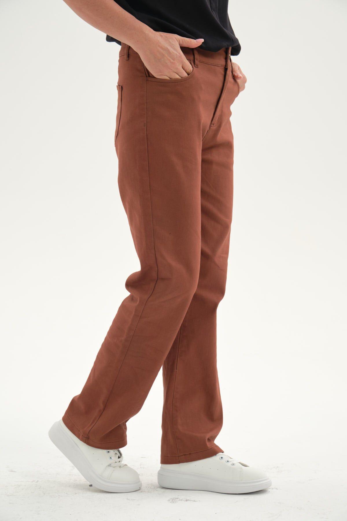 Pantalón Mujer Gabardina Cafe Claro-1