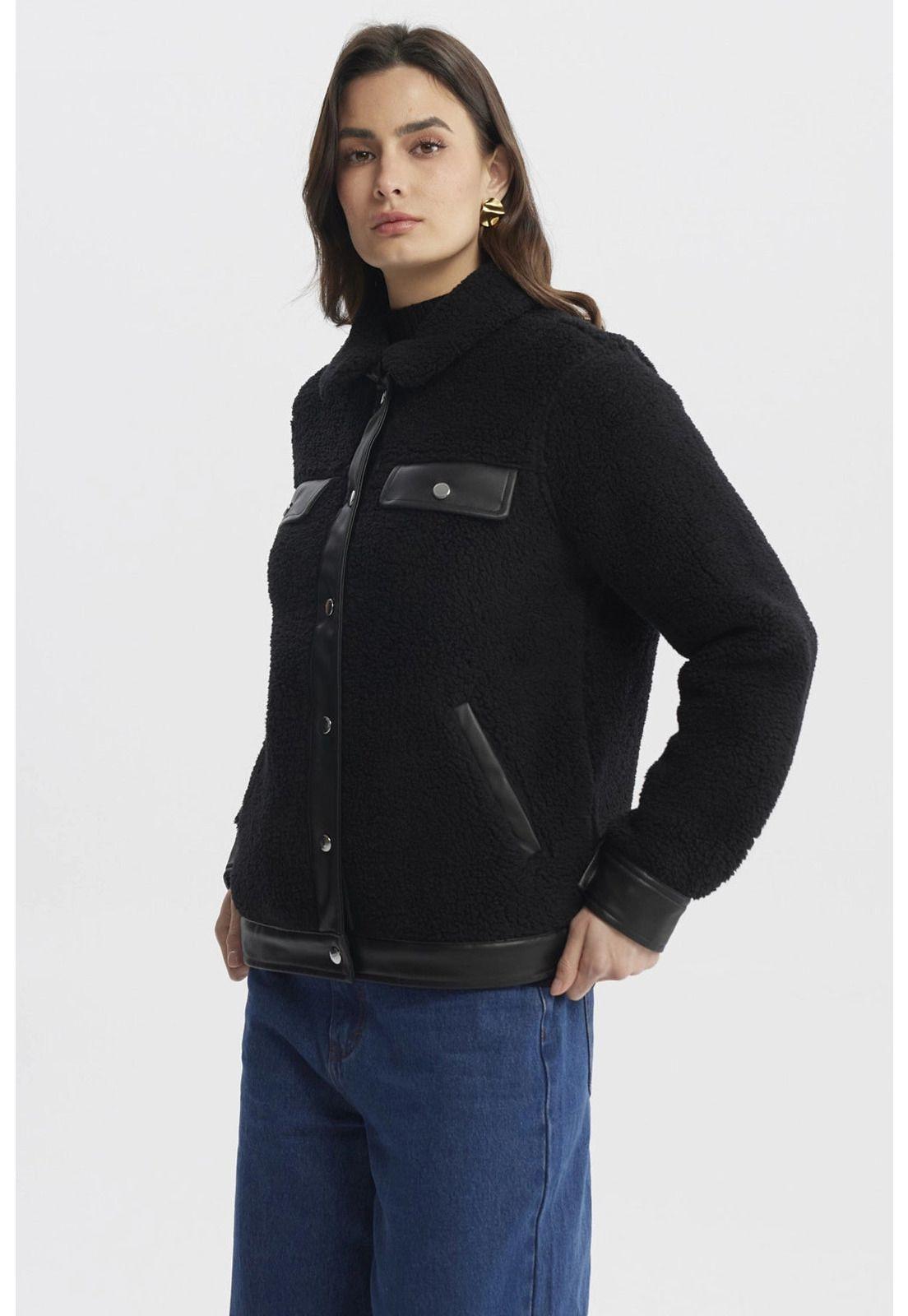 Polar Mujer Cuello Camisero Negro - lll-1