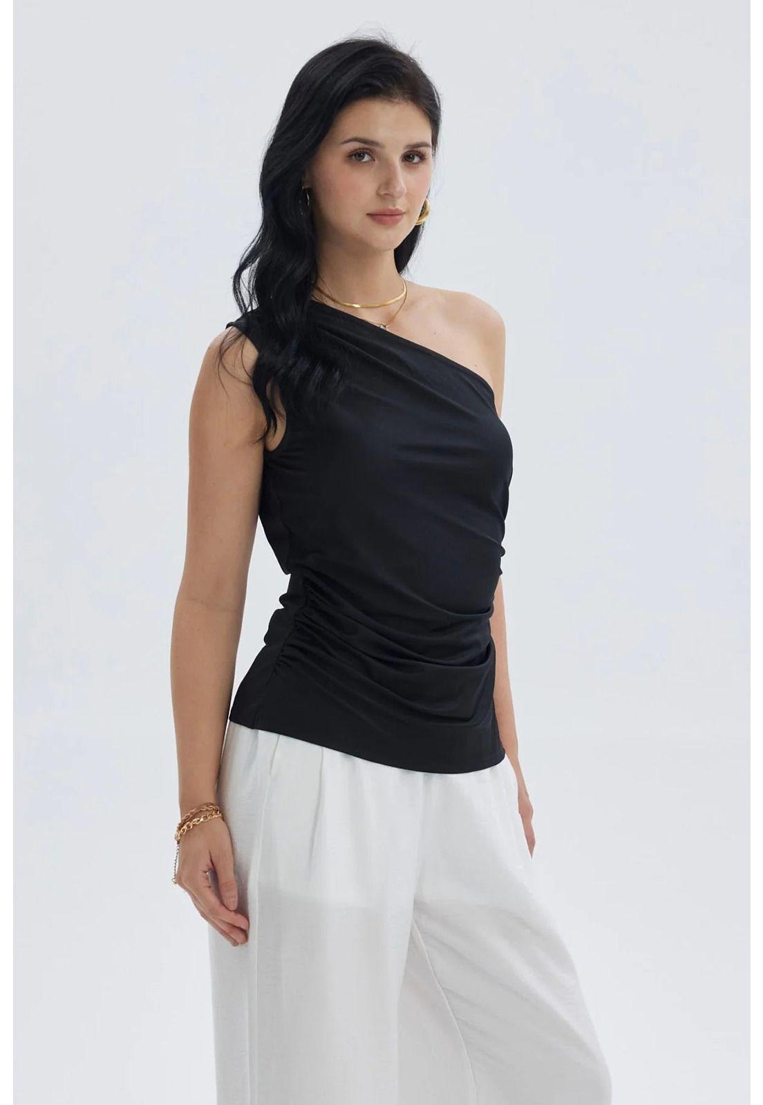 Polera Mujer Con Botones Negro-1