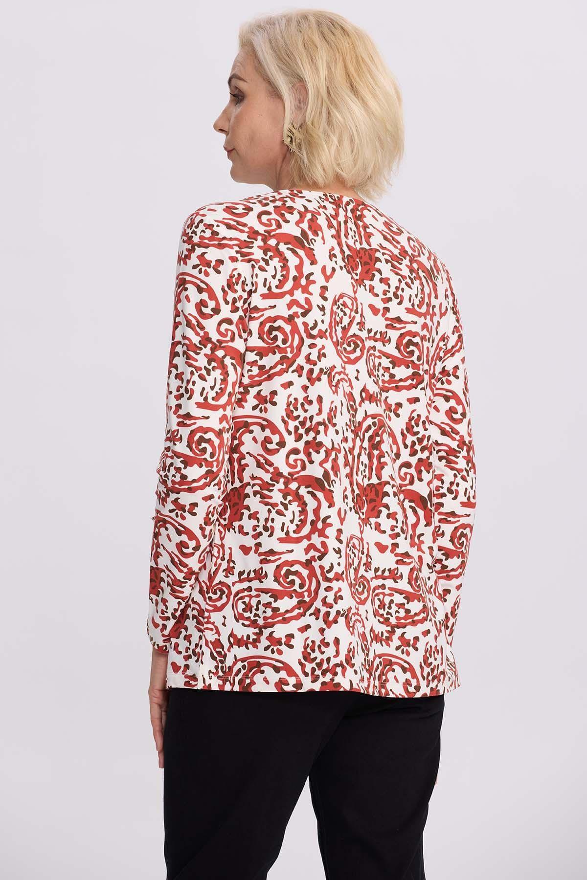 Polera Mujer Evasé Con Aplicación Terracota-2