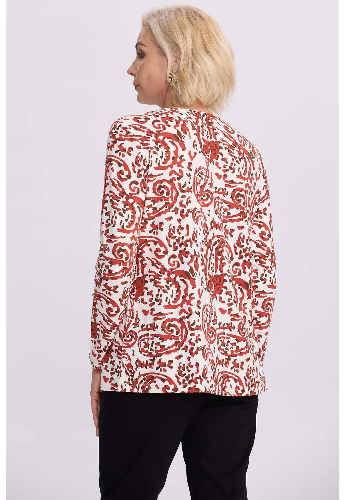 Polera Mujer Evasé Con Aplicación Terracota-2