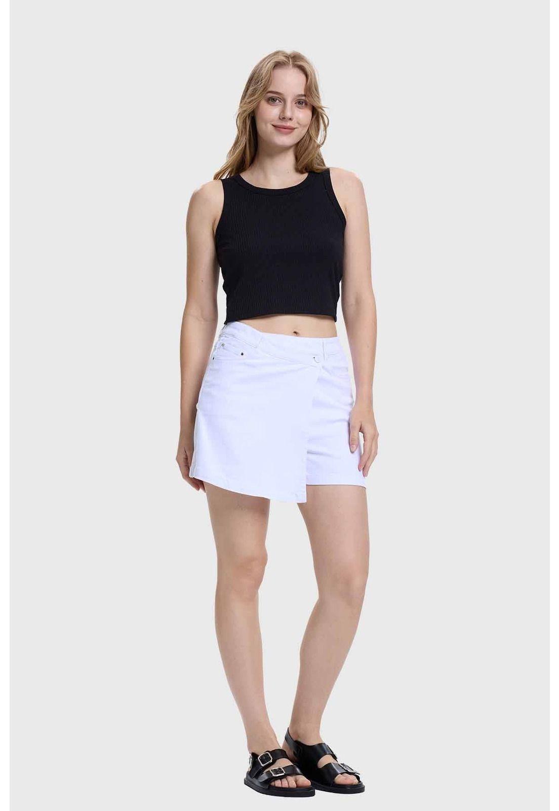 Falda Mujer Short Blanco-3