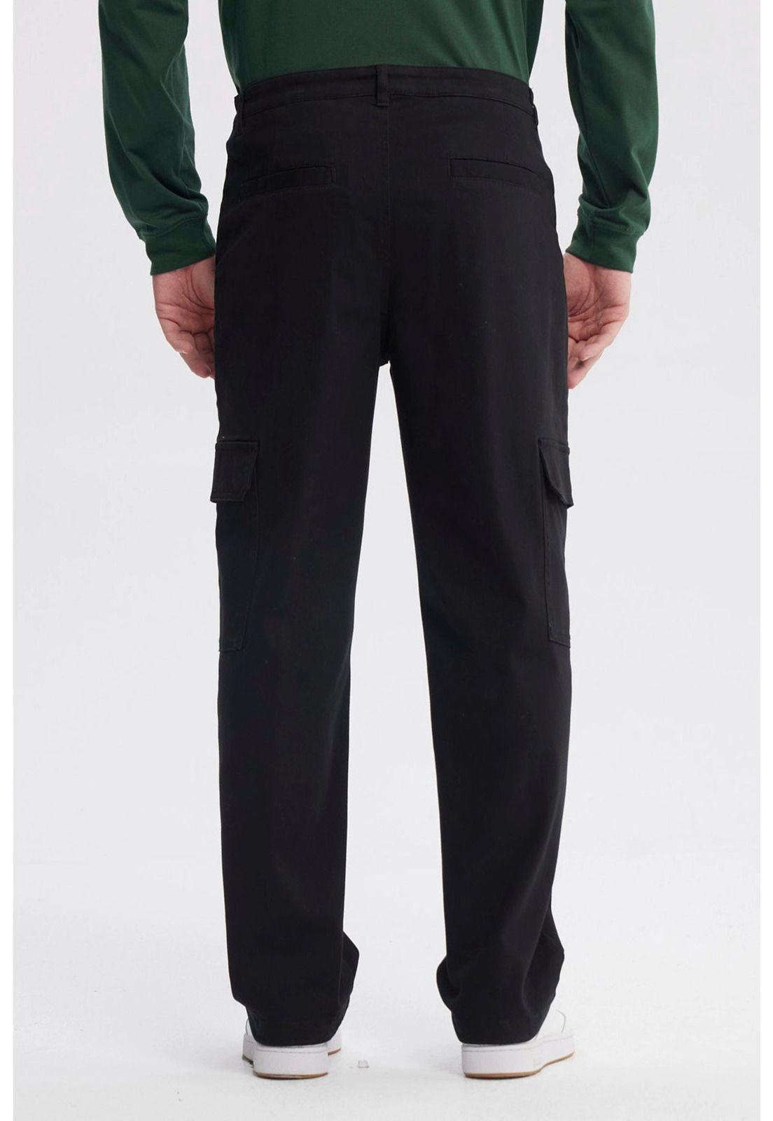 Pantalón Hombre Bolsillo Cargo Negro-2